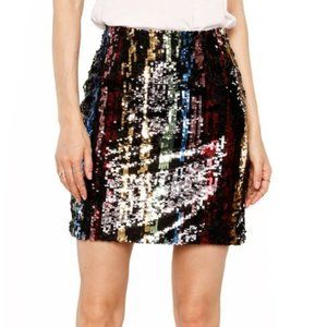 Rainbow striped sequin bodycon skirt